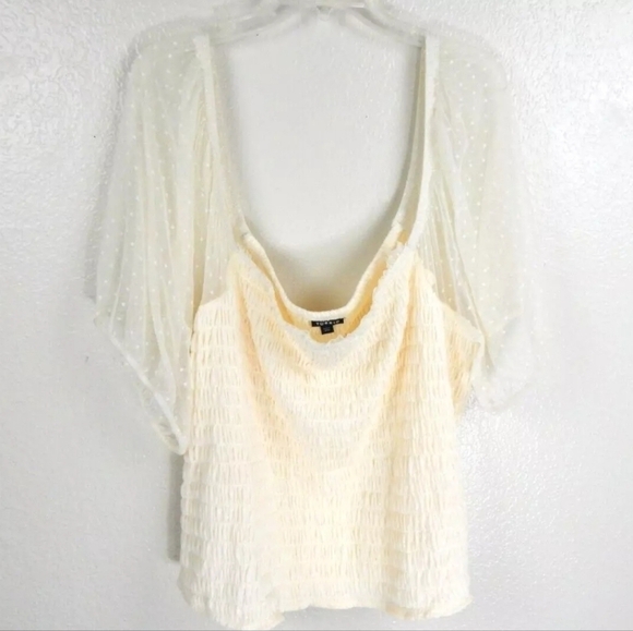 Torrid 6X Square Neck Dot Mesh Smocked Crop Top - Picture 2 of 4